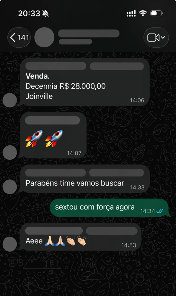 Print de conversa com cliente da ReAu comemorando resultados