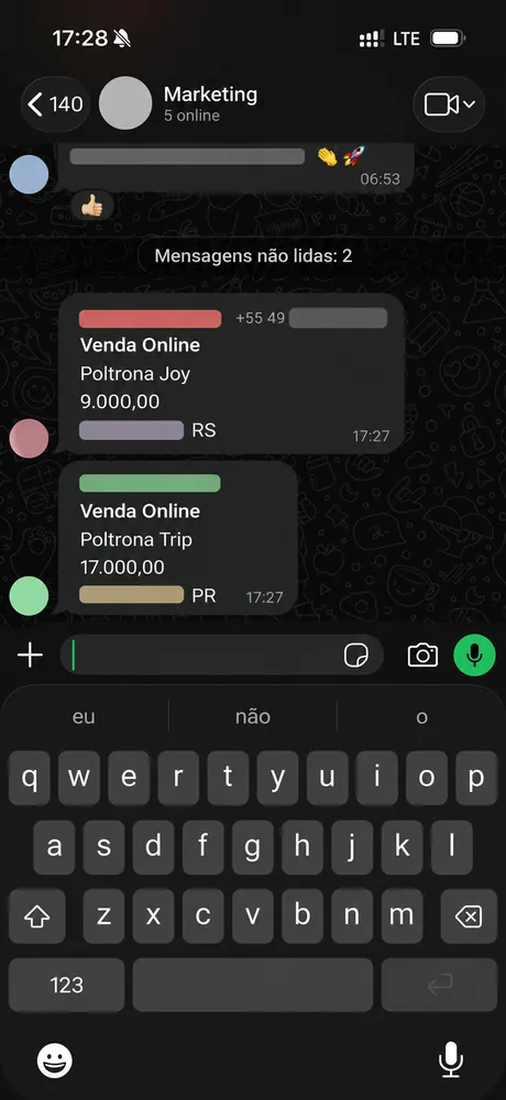 Print de conversa com cliente da ReAu comemorando resultados